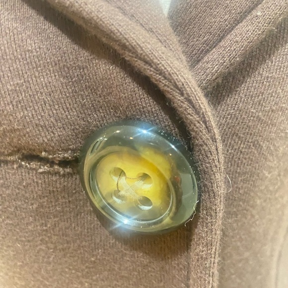 Patrizia Luca 100% Cotton brown button down pea coat big notched collar medium - Picture 8 of 11